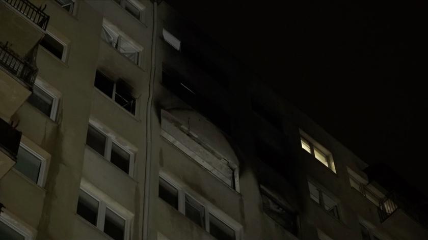 Pożar na dziewiątym piętrze bloku mieszkalnego w Toruniu