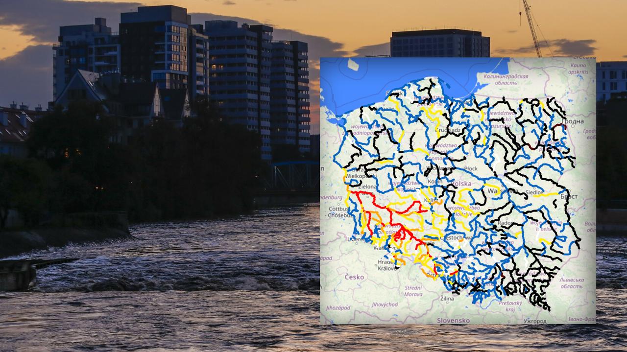 Stany alarmowe na rzekach. Mapa i lista miejsc, w których zostały przekroczone