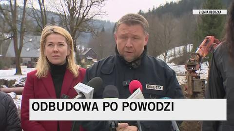 Konferencja prasowa pełnomocnika rządu ds. odbudowy po powodzi Marcina Kierwińskiego