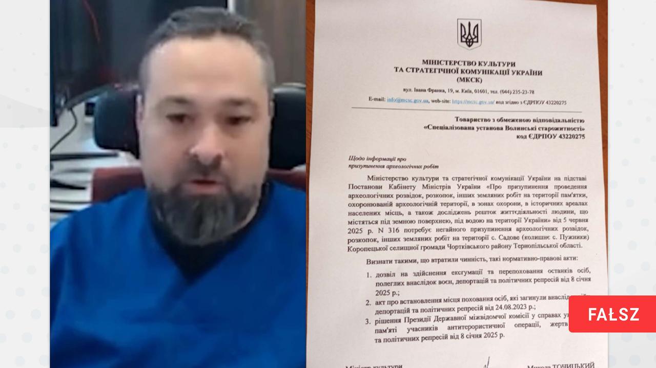 Fałszywy dokument i deep fake. Dezinformacja o "wstrzymaniu ekshumacji" w Ukrainie