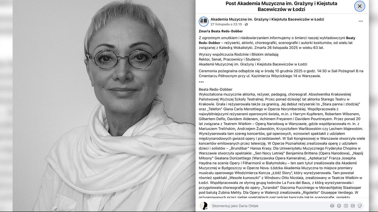 Ostatnie pożegnanie Beaty Redo-Dobber. "Niepowetowana strata dla polskiej kultury"