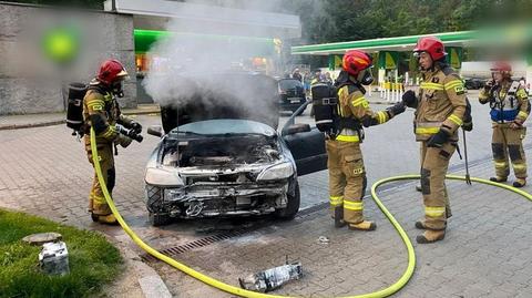 Pożar samochodu na stacji benzynowej w Zakopanem