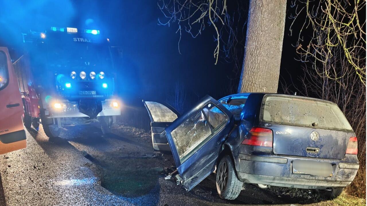 Zjechał z drogi i uderzył w drzewo. Dwie osoby nie żyją