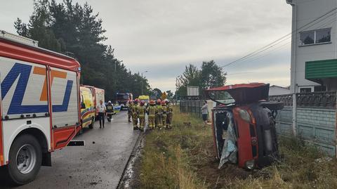 Bus wywrócił się na bok, są ranni