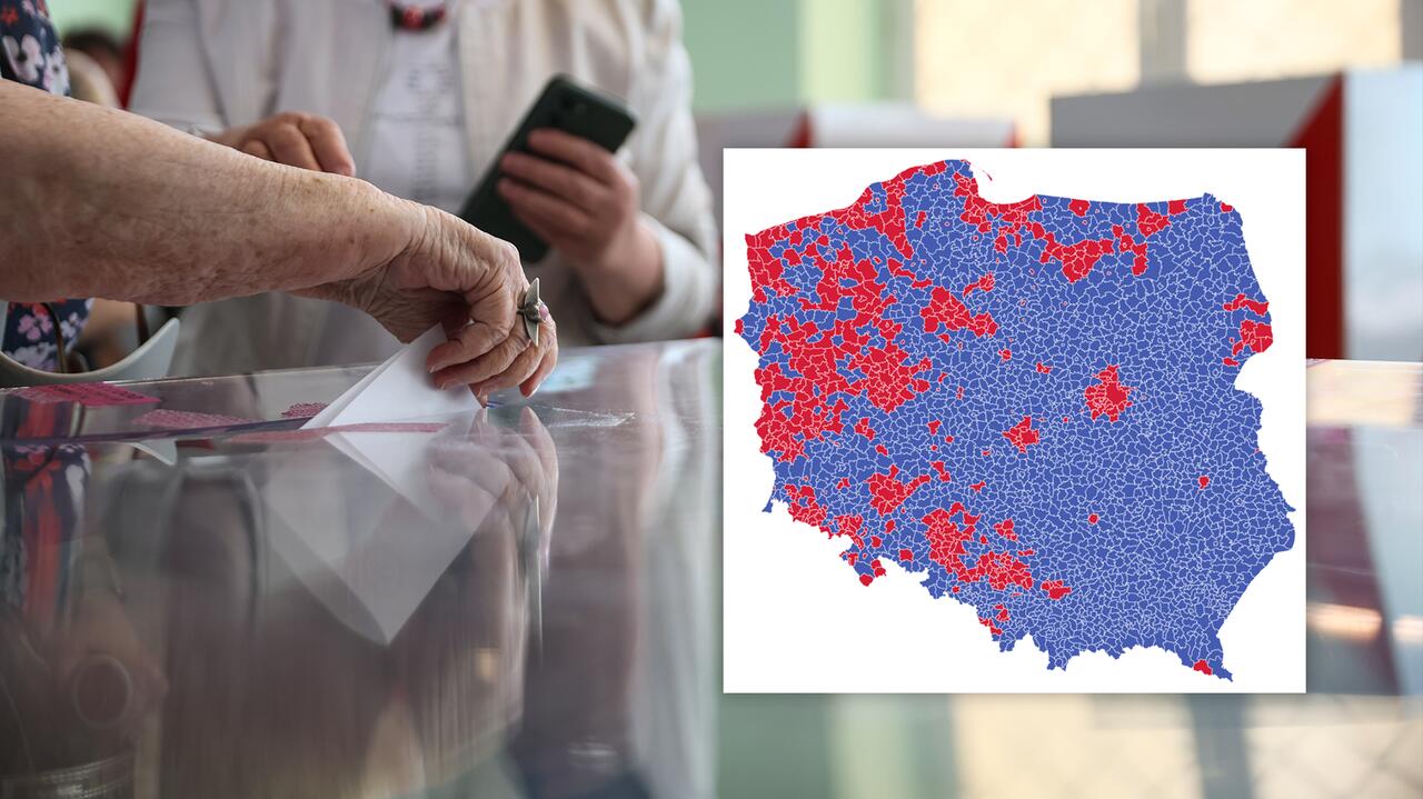 Wschód kraju za Nawrockim, Zachód za Gospodarz, ale są wyjątki. Mapy