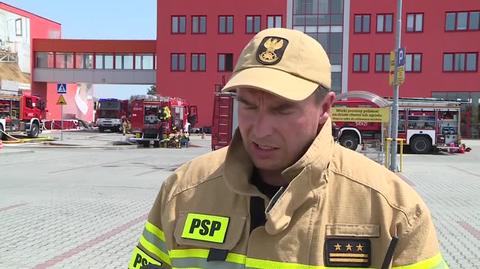 bryg. Tomasz Baran - Podkarpacki Komendant Wojewódzki PSP o pożarze hali magazynowej w markecie w Krośnie