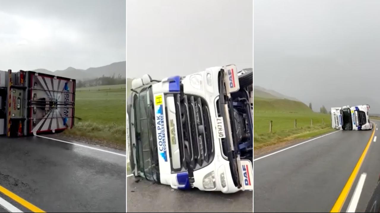 Wiatr był tak silny, iż wywracał ciężarówki