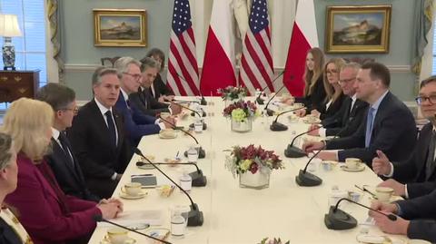 Blinken i Sikorski na spotkaniu. Sekretarz stanu: relacje pomiędzy Stanami Zjednoczonymi a Polską są silniejsze niż były kiedykolwiek