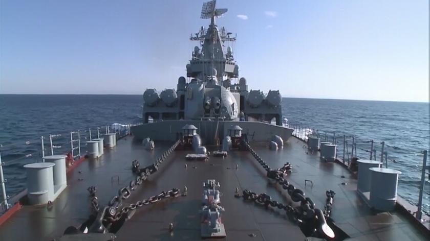 Rosyjski krążownik Moskwa u wybrzeży Syrii