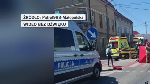 Liszki. Motocyklista po kolizji uderzył w stragany. Są ranni