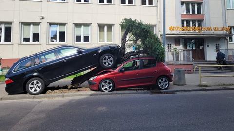 Staranował drzewo i wjechał na maskę drugiego auta