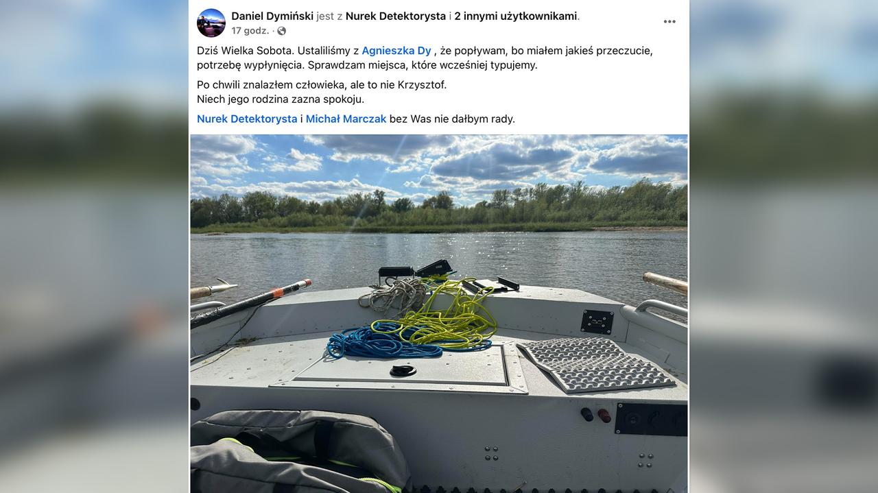 Ojciec Krzysztofa Dymińskiego znalazł w Wiśle ciało
