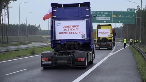 Protest przewoźników na autostradzie A6