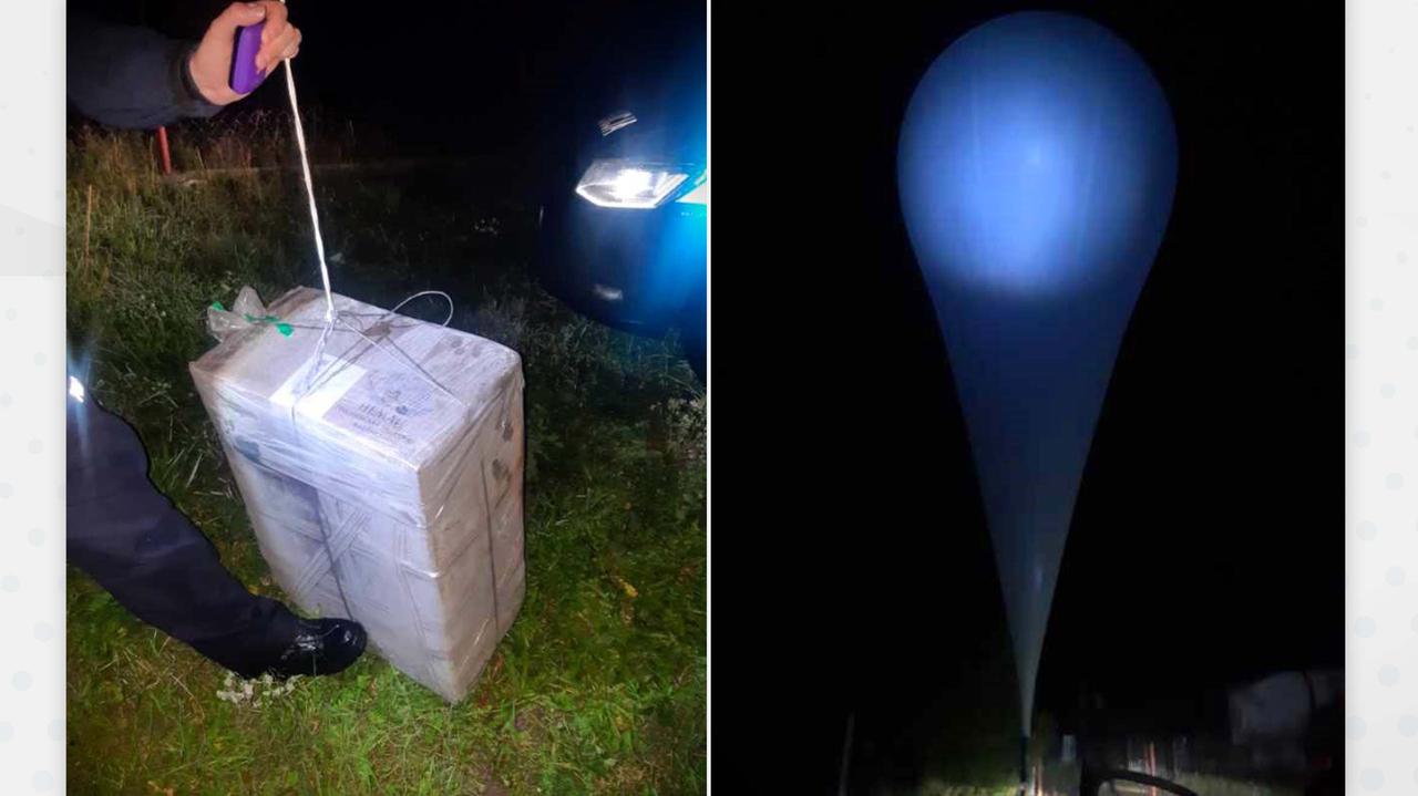 Tajemniczy duży balon z paczką. W środku nielegalna zawartość