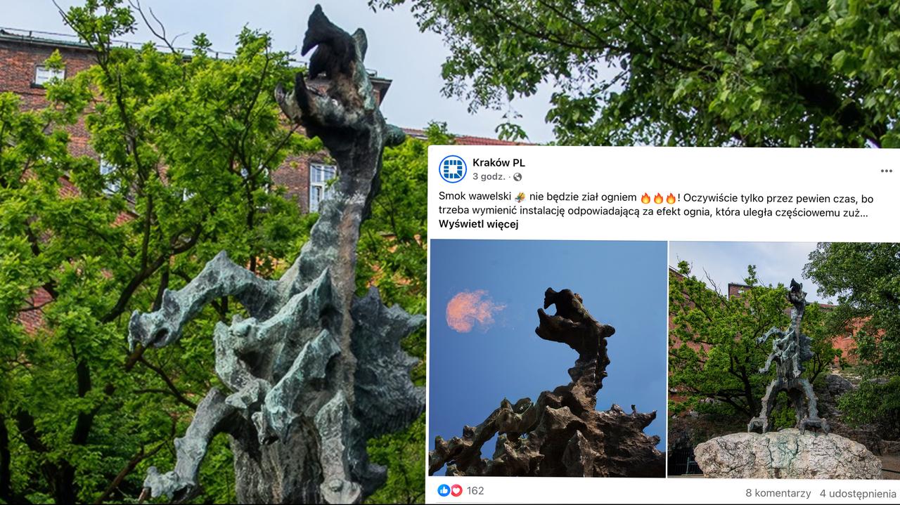 Smok wawelski znów opił się wody, ale tym razem nie pękł