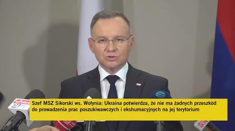 Andrzej Duda o ekshumacji szczątków polskich ofiar na Wołyniu