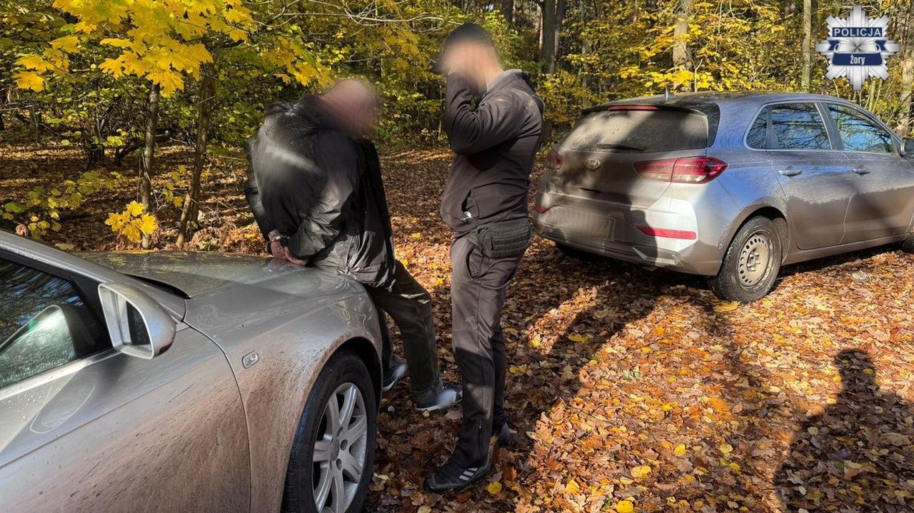 W lesie porzucił auto i próbował uciec pieszo