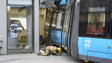 Tramwaj wjechał w sklep w centrum Oslo, stolicy Norwegii