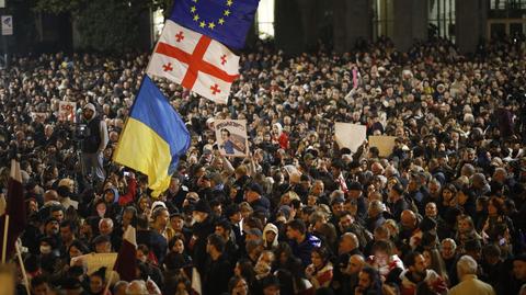 Protest w Tbilisi po ogłoszeniu wyników wyborów parlamentarnych