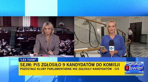 PiS zgłosiło dziewięciu kandydatów do komisji "lex Tusk". Relacja reporterki TVN24