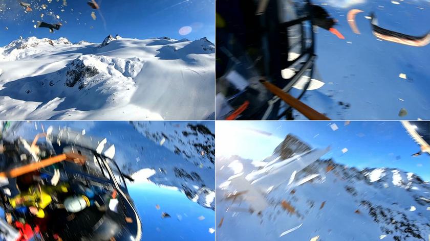 Policja pokazała nagranie ze zderzenia helikoptera i awionetki w Alpach