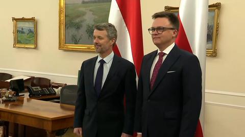 Król Fryderyk X z wizytą w Sejmie. Spotkał się z marszałkiem Szymonem Hołownią