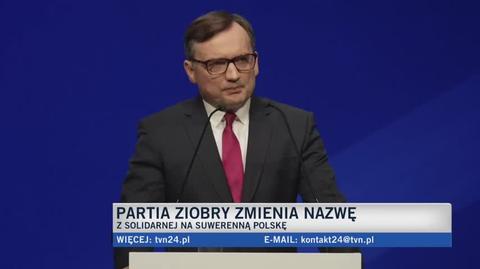 Ziobro ogłosił zmianę nazwy partii na Suwerenną Polskę