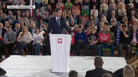 Rafał Trzaskowski mówi o konieczności promowania polskich firm zagranicą. Białystok, 6 kwietnia 2025