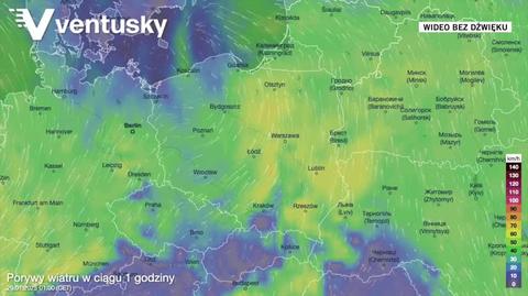 Prognozowane porywy wiatru w najbliższych dniach