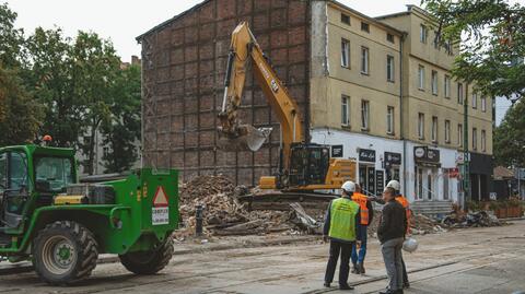 Kamienica na Kraszewskiego w Poznaniu. Pierwszy dzień rozbiórki