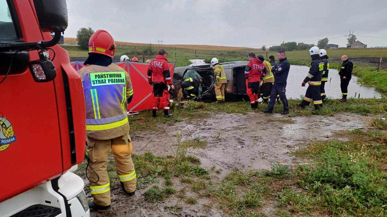 Samochód zderzył się z łosiem i wpadł do stawu. Nie żyje 25-latka