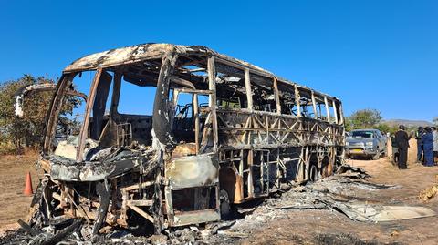 Autobus z pielgrzymami nagle stanął w płomieniach