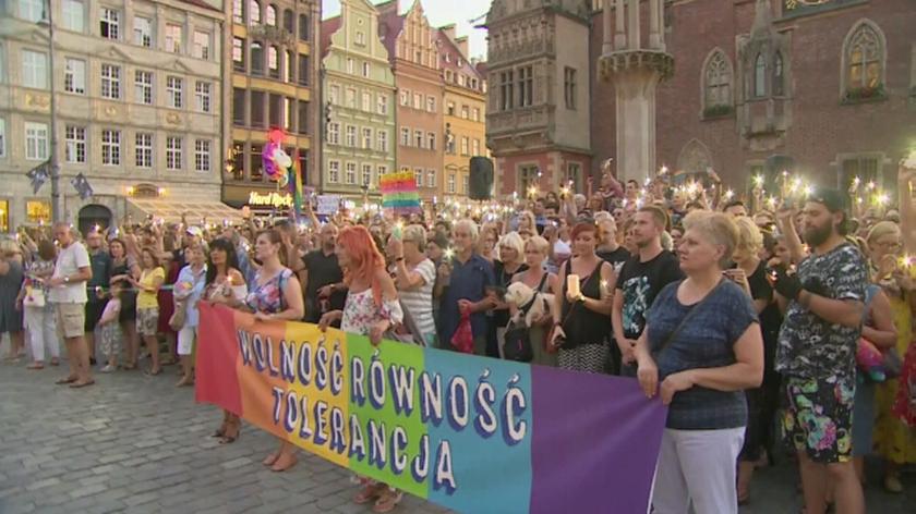Manifestacja solidarności z członkami Marszu Równości z Białegostoku we Wrocławiu