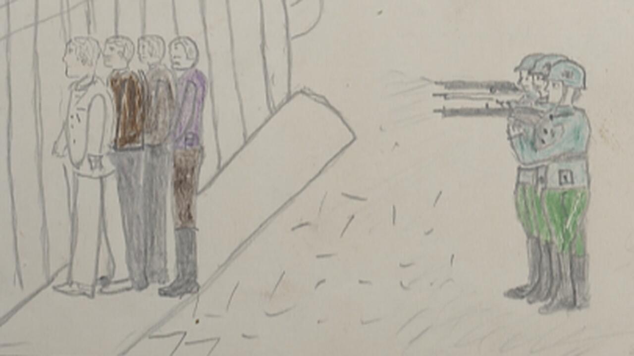 "Niemcy palą ludzi", "Rozstrzeliwanie Polaków". Jak dzieci wojnę rysowały