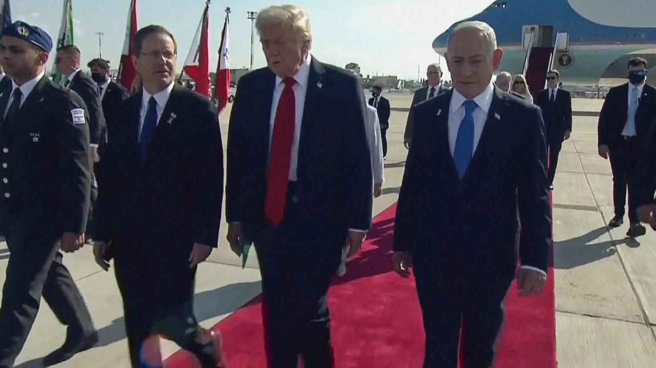 Donald Trump landed, greeted by prime minister and president