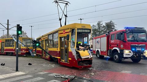 Zderzenie tramwaju z samochodem ciężarowym w Łodzi