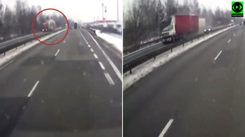 Zderzenie dwóch ciężarówek na drodze ekspresowej S1 w Sosnowcu