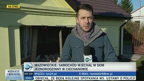 Samochód osobowy wjechał w dom w Ciechanowie