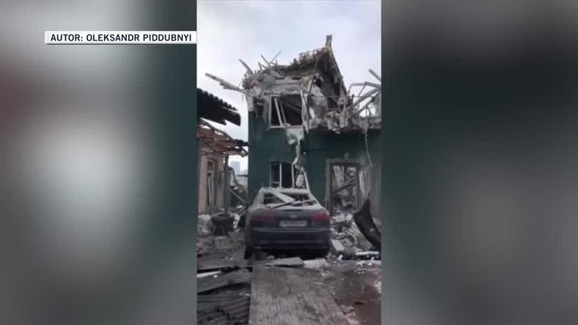 Charków. Zniszczone domy po bombardowaniu