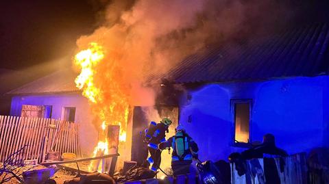 Pożar domu w miejscowości Kolonia Bogoria (woj. świętokrzyskie)