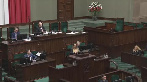 Marcelina Zawisza podczas debaty nad wnioskiem o wotum nieufności wobec Izabeli Leszczyny