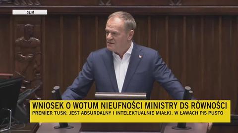 Tusk: jak patrzę na PiS, przypomina mi książka Larssona "Mężczyźni, którzy nienawidzą kobiet"