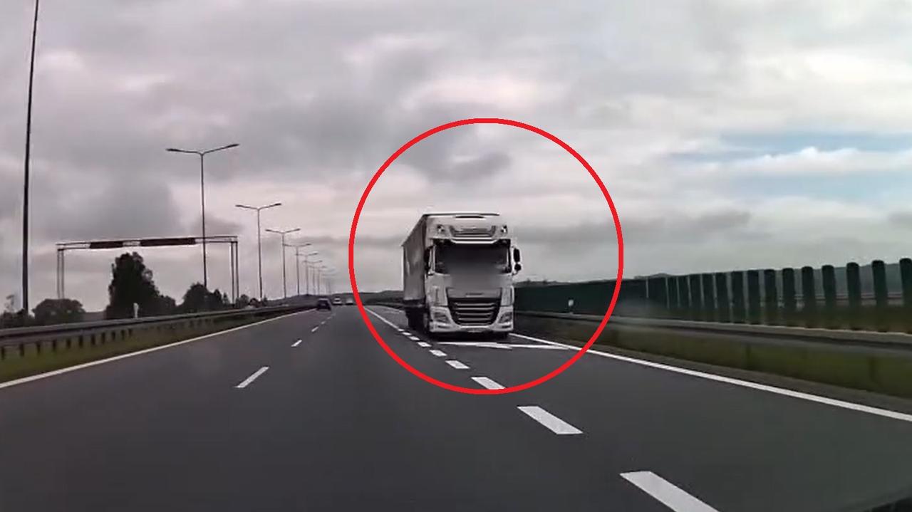 Ciężarówką pod prąd na S7. Nagranie