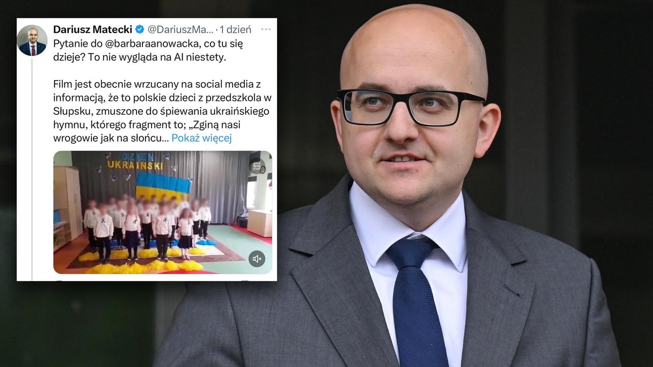 Matecki i "dzieci zmuszone do śpiewania ukraińskiego hymnu". Polityczna gra fałszem