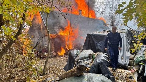 Długie. Policjanci uratowali psa. Był na łańcuchu. Obok płonął dom