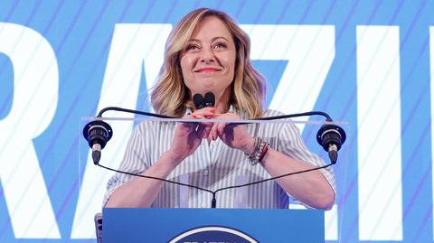 Giorgia Meloni po ogłoszeniu sondażowych wyników wyborów do PE