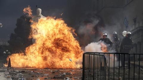 Podczas protestu w Grecji wybuchły zamieszki