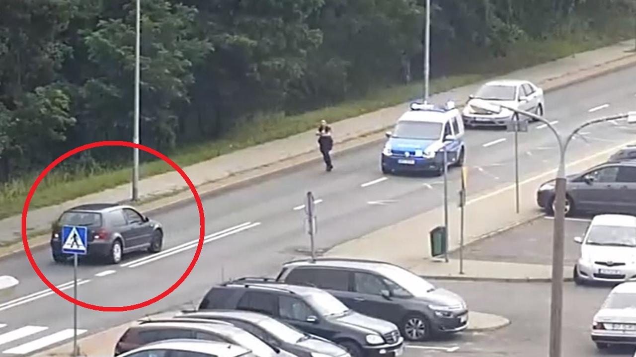 Ukradł samochód z parkingu, potrącił policjantkę i zaczął uciekać