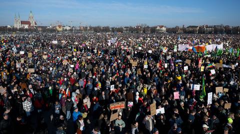 Protesty w Monachium przeciwko Alternatywie dla Niemiec (AfD) i wspólnemu głosowaniu CDU/CSU z AfD w Bundestagu