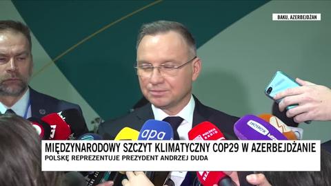 Andrzej Duda mówi o Donaldzie Trumpie i szczycie klimatycznym w Azerbejdżanie 